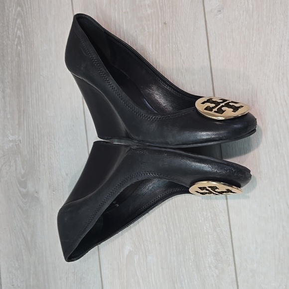 Tory Burch Womens Leather Wedge Logo Mule Clog Shoes sz 9M - Picture 12 of 16